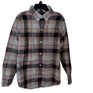 Janie and Jack Men's Black and Brown Plaid Shirt